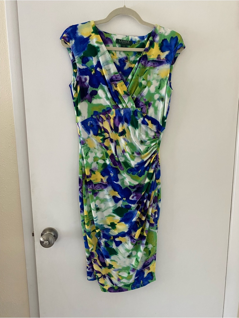 Lauren Ralph Lauren Floral Faux-Wrap Midi Dress Wedding Guest Size 2